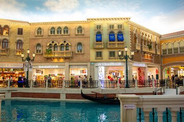 The Venetian Macao simulates Venice, with characteristic architectural shapes of Venice