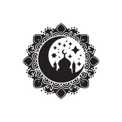 Black Color ramadan Silhouette Vector Illustration, Solid White Background 31.eps