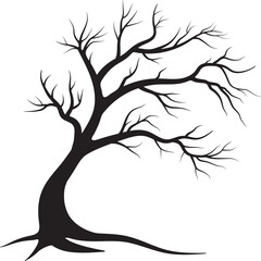 Leafless Tree Silhouette Vector | Minimalist Dead Tree Illustration