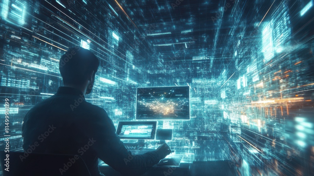 Poster digital technology, internet network connection, big data, digital marketing iot internet of things.
