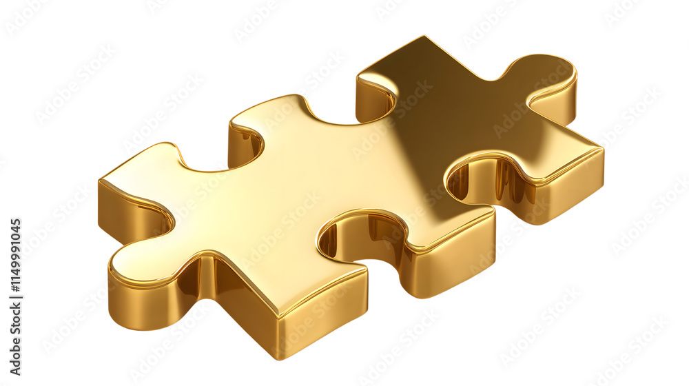Poster 3d golden puzzle piece with a polished surface, symbolizing connection and problem-solving in an art