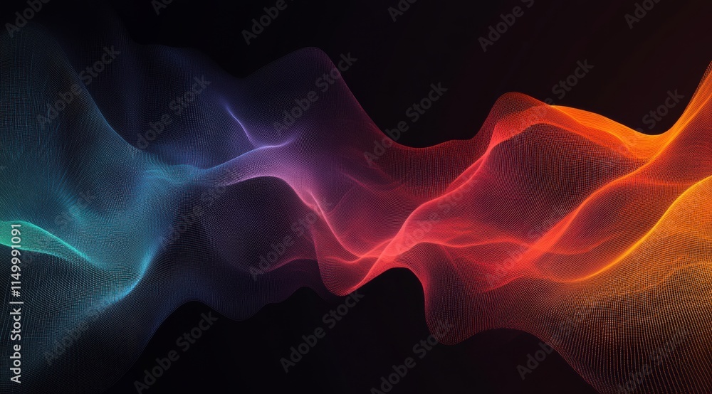 Poster abstract sound wave background with a colorful audio spectrum, a data visualization concept.