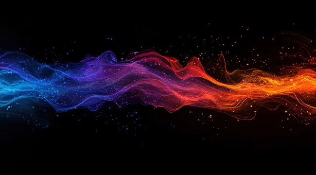 Abstract sound wave background with a colorful audio spectrum, a data visualization concept.