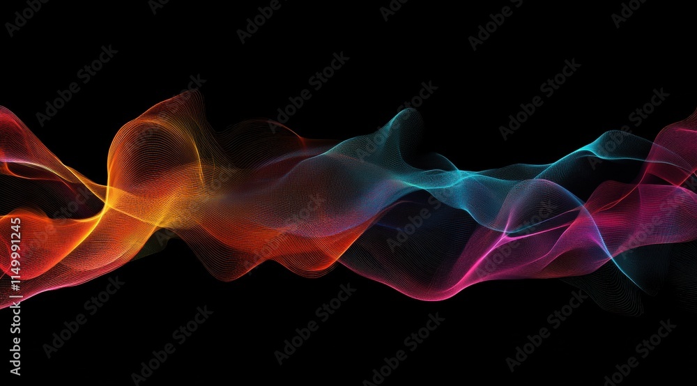 Poster abstract sound wave background with a colorful audio spectrum, a data visualization concept.