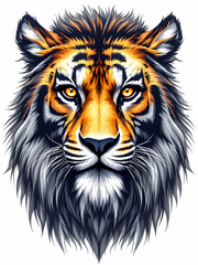 Obraz premium Tiger head portrait detailed illustrated