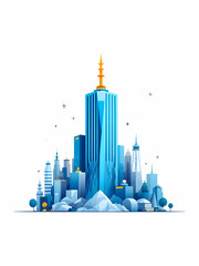 Fototapeta premium City buildings logo detailed illustrated on white