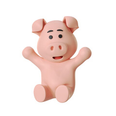 Cute Pig Mascot SItting Pose