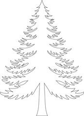Obraz premium Pine Tree Outline For Coloring Book, Pine Tree Line Art
