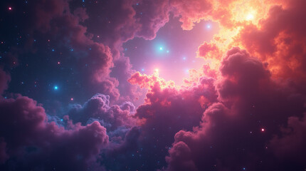 Naklejka premium Hyper-Realistic Galaxy: Nebula Gases and Star Clusters in 32k