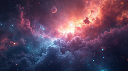 Fototapeta premium Hyper-Realistic Galaxy: Nebula Gases and Star Clusters in 32k