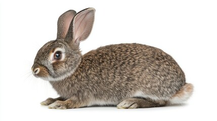Obraz premium A close-up of a rabbit in a natural pose against a white background.