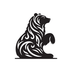 Black Color Bear silhouette design Vector Illustration, Solid White Background 8.eps