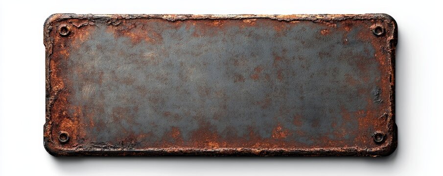 Rusty metal plate, rectangular shape, isolated on white background. - Powered by Adobe