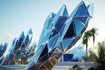 a beautiful modern solar panel and sunrise with nature