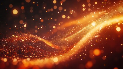 Abstract digital particle wave and light with flowing small particles dance motion on the wave and light abstract background. Cyberspace, and technology digital connection abstract background concept