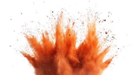 Explosion of sand and smoke, transparent background