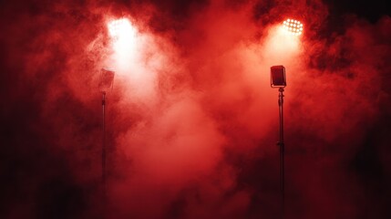 Obraz premium Red Fog Stage Light Smoke Background