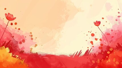 Obraz premium A vibrant abstract floral background with soft colors and stylized flowers.