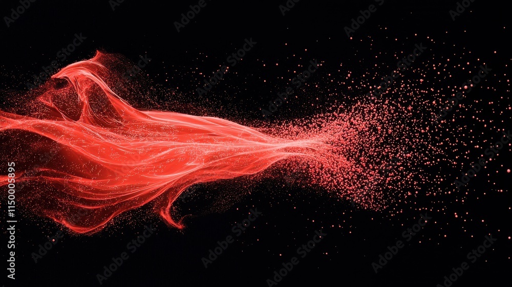 Aufkleber red liquid splashing against a dark background, creating dynamic motion effects.