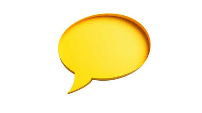 Yellow speech bubble, transparent background