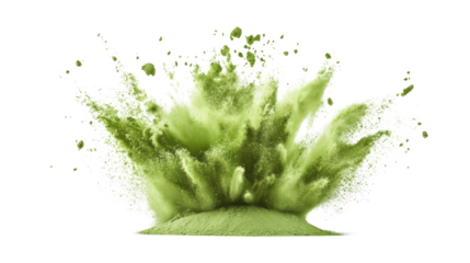 Explosion of sand and smoke, transparent background