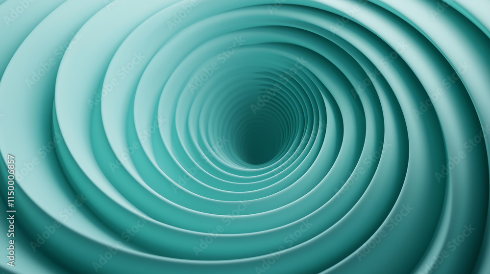 Poster a smooth, spiraling tunnel of teal, creating a sense of depth and movement, evoking feelings of calm