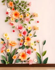 Obraz premium Floral wall, flat design, with white tones