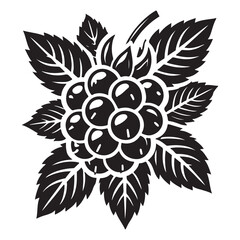 Blackberry Silhouette Vector Illustration, Solid White Background.
