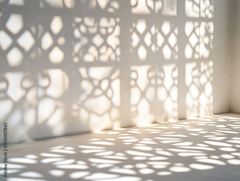 Aufkleber intricate shadows cast on a wall, creating a decorative pattern.