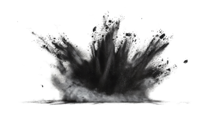 Explosion of sand and smoke, transparent background