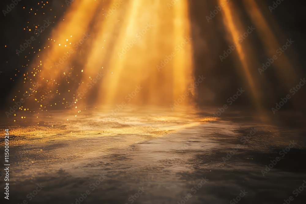 Aufkleber Soft light flares create a warm glow across a tranquil surface in a dimly lit setting