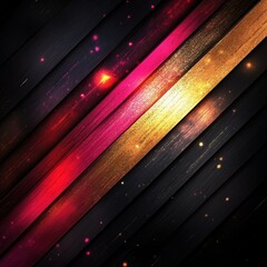 Black and gold striped background with red and pink stripes