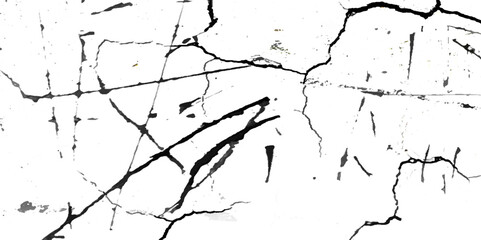 Abstract white and black texture of a grunge concrete rusty wall with cracks and scratches background. Vector Transparent background of crack lines dry cracked earth overlay texture grunge distressed.