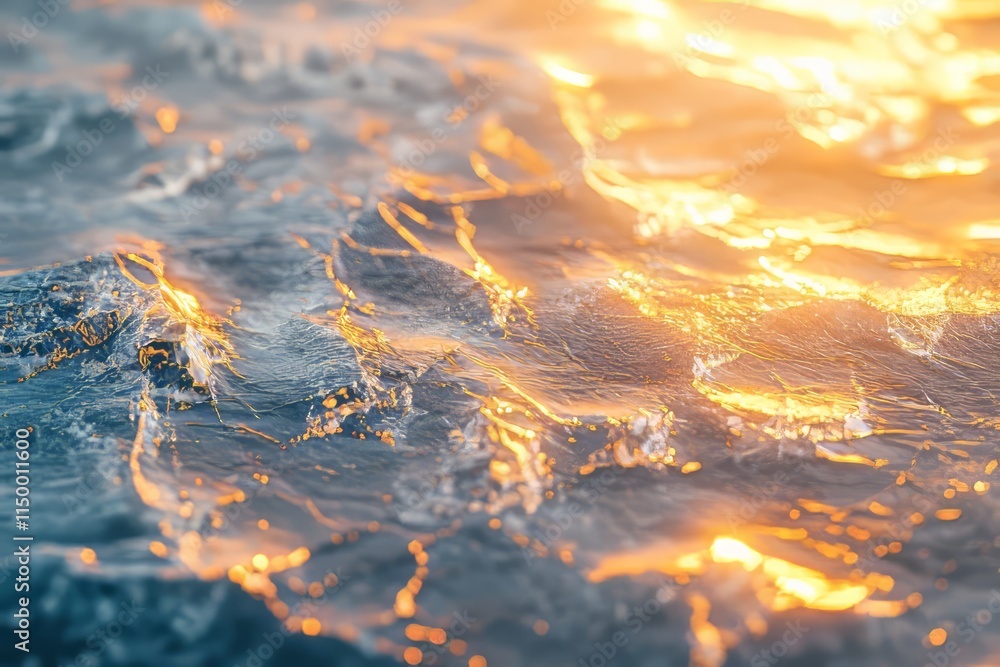 Aufkleber beautiful shimmering ice surface with small shards of frozen water reflecting warm sunlight during w