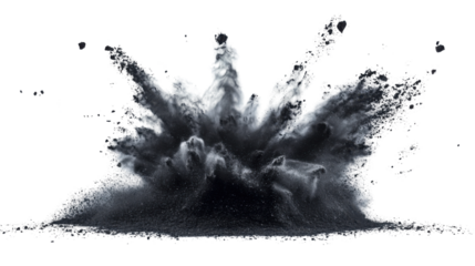 Explosion of sand and smoke, transparent background