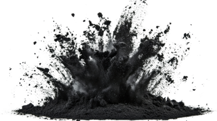 Explosion of sand and smoke, transparent background