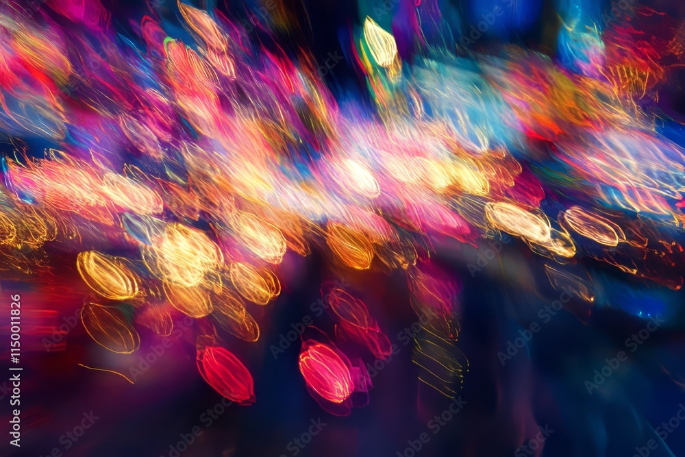 Poster shimmering lights create a dynamic texture with vibrant colors and gentle movement in an enchanting 