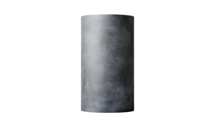 Minimalist gray cylinder display stand with matte texture for industrial product visuals Isolated on transparent background