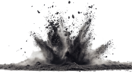 Explosion of sand and smoke, transparent background