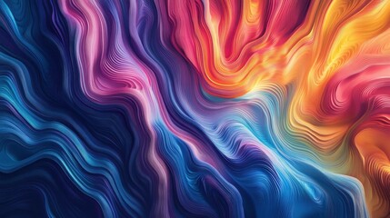 Obraz premium Abstract Colorful Swirling Waves Digital Art Vivid Hues Dynamic Fluid Design