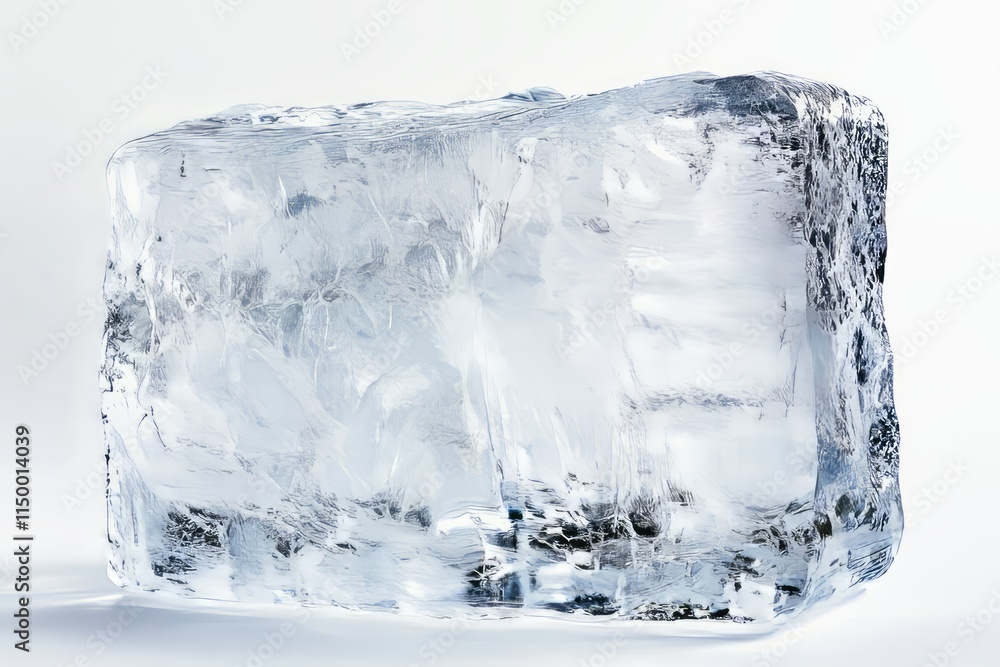 Poster thick block of ice with a frosty surface showcasing intricate textures and clarity