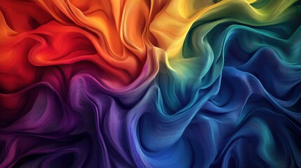 Obraz premium Abstract Rainbow Swirls: A Vibrant Symphony of Colors in Fluid Motion