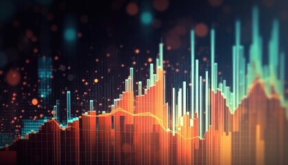 Abstract Data Visualization with Colorful Chart Elements and Patterns Representing Financial Trends and Insights in Modern Design Style