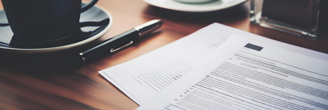 Close-up Capture of Sleek, Professionally Designed Minimalist CV on Wooden Desk