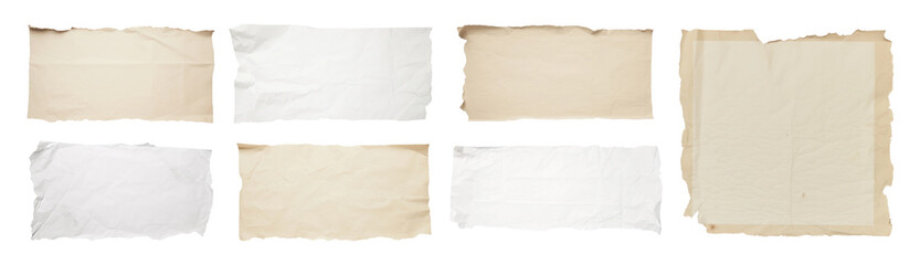 PNG Vintage torn paper textures collection, isolated element set, transparent background