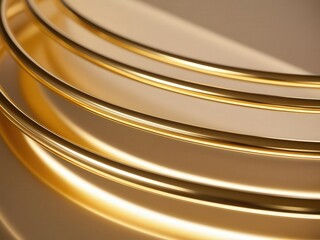 Fototapeta premium Abstract Gold Rings Luxury Background Shiny Metal Texture Golden Curves