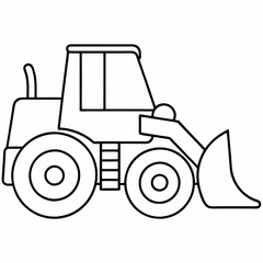 Simple Bulldozer Outline for Children's Illustration