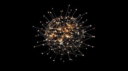 Obraz premium Illuminated Network: A Golden Sphere of Interconnections