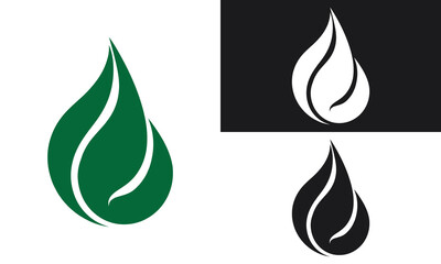 Minimalist Water Drop Logo with Leaf