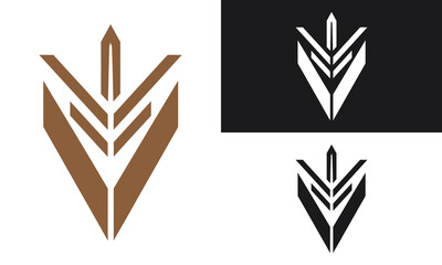 Minimal Arrow & Diamond Line Art for Game Logo.
